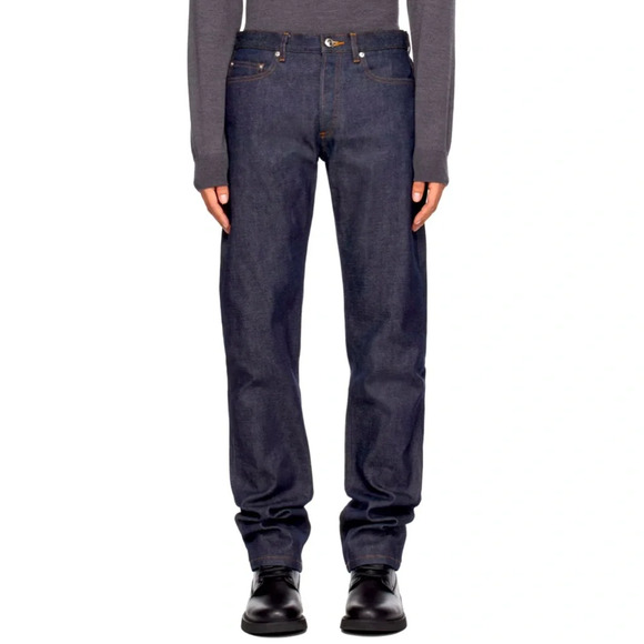 A.P.C. Jeans Sz 34 New Standard Button Fly Dark Wash Straight Leg Denim Jeans - Picture 1 of 11